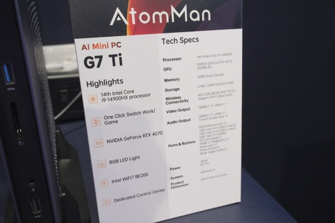 O Minisforum AtomMan G7 Ti apresenta uma lista impressionante de especificações. (Fonte: PC Watch)