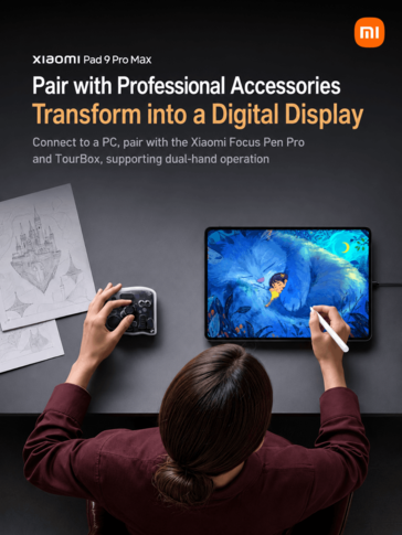 Xiaomi Pad 9 Pro Max com acessórios profissionais