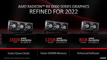 Linha AMD RDNA 2 RX 6000 XT renovada para 2022. (Fonte: AMD)