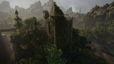 Uma imagem mostrando uma ruína em Elex.