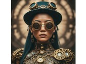 Uma imagem de "moda steampunk" criada por Bard. (Fonte: Google)