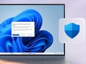 Uma área de trabalho do Windows 11 exibindo um aviso de segurança do Smart App Control ao lado do ícone do Windows Security.