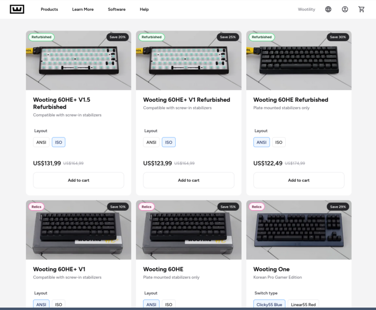 Exemplos da Wooting Respawn Store. (Fonte da imagem: Wooting)