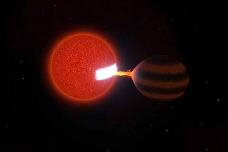 Uma ilustração artística mostrando o sistema ZTF J0440+2325.