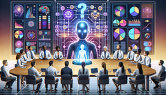 Reunião de pesquisa de IA (Gerado usando DALL-E 3)