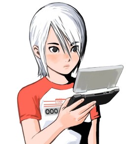 Ashley com um Nintendo DS - "DAS". (Fonte da imagem: Cing Wiki)