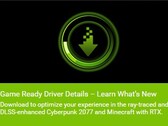 NVIDIA GeForce Game Ready Driver 460.79 - O que é novo suporte DLSS no Cyberpunk 2077 e Minecraft RTX no Windows 10 (Fonte: GeForce Aplicação de experiência)