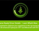 NVIDIA GeForce Game Ready Driver 460.79 - O que é novo suporte DLSS no Cyberpunk 2077 e Minecraft RTX no Windows 10 (Fonte: GeForce Aplicação de experiência)