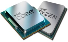 A série Alder Lake produziu fortes resultados contra os chips Zen 3 da AMD, de um ano. (Fonte da imagem: Intel/AMD - editado)