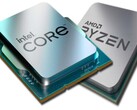 A série Alder Lake produziu fortes resultados contra os chips Zen 3 da AMD, de um ano. (Fonte da imagem: Intel/AMD - editado)