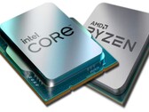 A série Alder Lake produziu fortes resultados contra os chips Zen 3 da AMD, de um ano. (Fonte da imagem: Intel/AMD - editado)