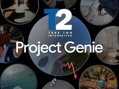 Banner do Google Project Genie com ações da Take-Two em queda