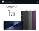 O smartphone fotografado é o Xperia 1 VII, não o Xperia 1 VIII.