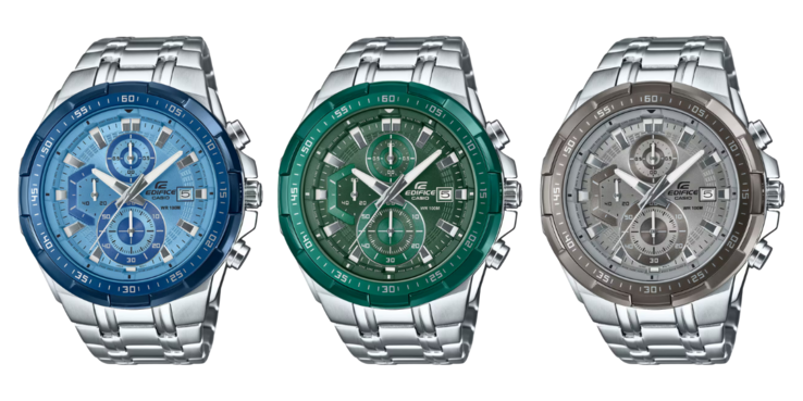 Da esquerda para a direita: Casio Edifice EFR-539D-2AV, EFR-539D-3AV e EFR-539D-8AV. (Fonte da imagem: Casio, editado)