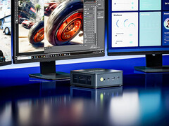 O NucBox M5 Ultra custa a partir de US$ 249,99. Na foto: uma imagem promocional do mini PC. (Fonte da imagem: GMK)