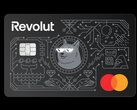 O cartão Mastercard da Revolut com LEDs. Os olhos acendem durante o pagamento.