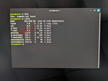 Uso do lsblk para identificar dispositivos de armazenamento interno