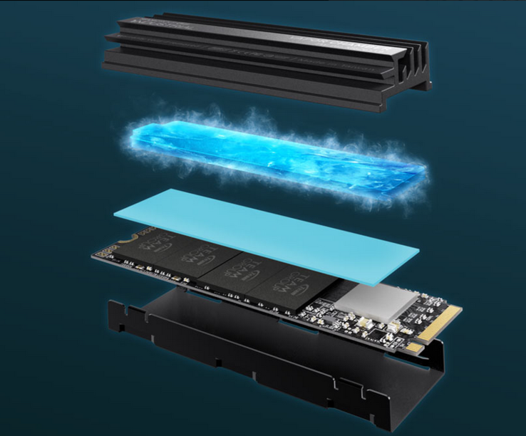 O novo SSD da TEAMGROUP tem um sistema de resfriamento líquido e um dissipador de calor. (Fonte: TEAMGROUP)