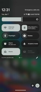 Sombra de notificação com Quick Settings