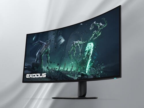 Curvatura do monitor Alienware AW3926QW 5K OLED mostrada