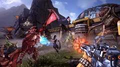 Captura de tela de Borderlands 2 mostrando monstros lutando contra Zero
