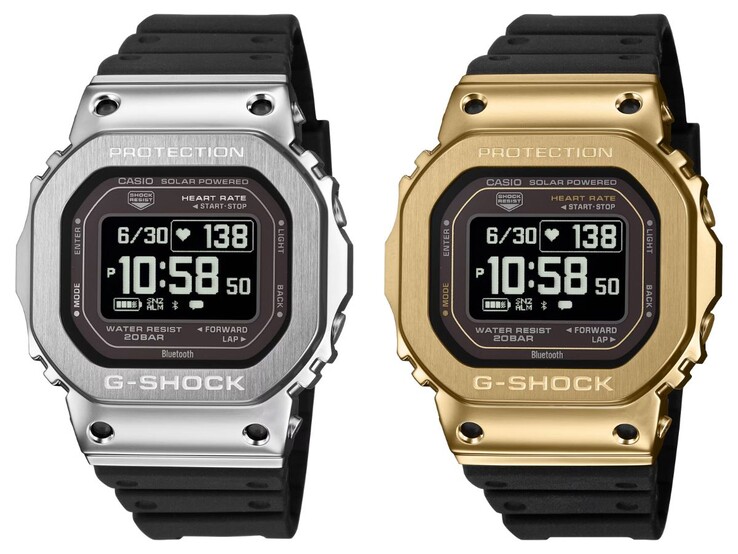 Os relógios Casio G-Shock GMH5600-1 (esquerda) e GMH5600-9 (direita)