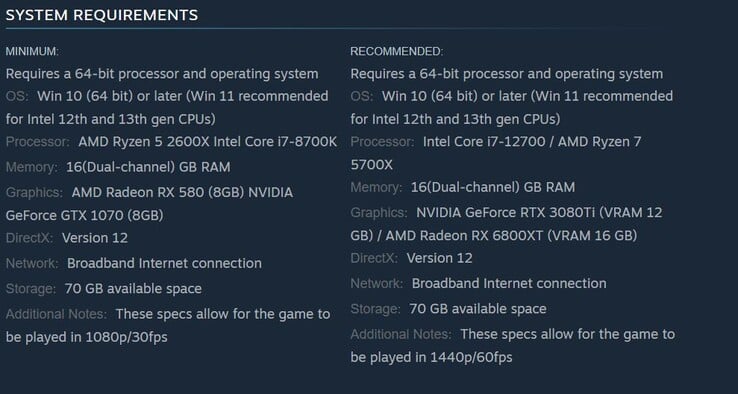 Requisitos de sistema do Immortals of Aveum. (Fonte da imagem: Steam)