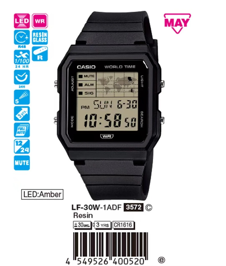 O relógio Casio LF-30W-1A. (Fonte da imagem: Watchstore.vn)
