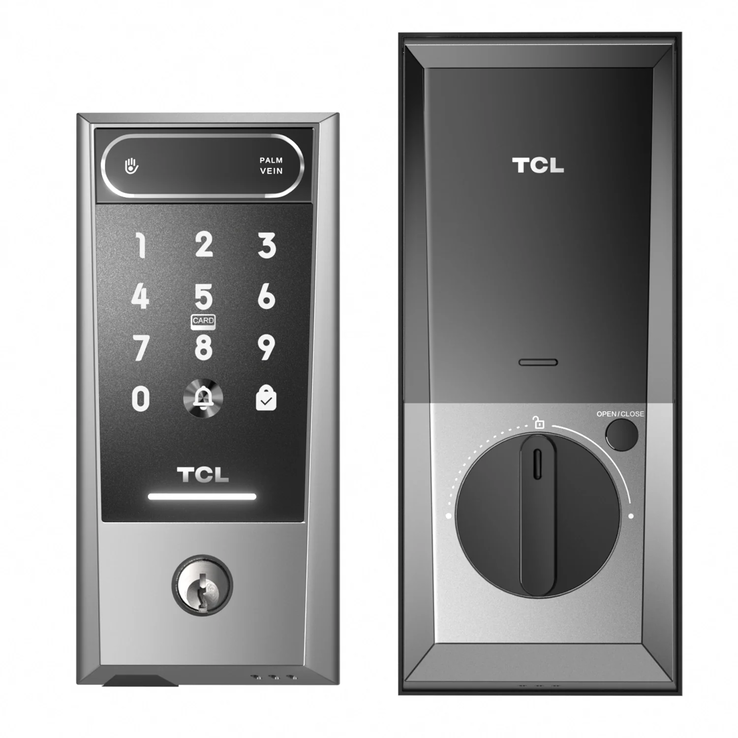 A fechadura digital inteligente para portas TCL D2 Pro Palm Vein com teclado. (Fonte da imagem: TCL)