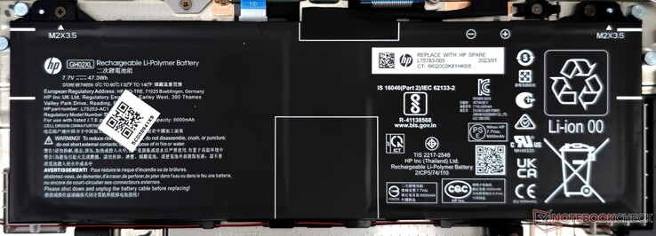 A bateria de 47,3 WHr do Chromebook 15a oferece tempos de funcionamento aceitáveis