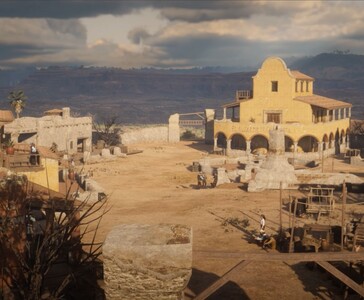 Vista no jogo de Chuparosa, a cidade mexicana recriada no mod Nuevo Paraíso - The Forgotten Frontier para Red Dead Redemption 2 (Fonte da imagem: Rixus via YouTube)