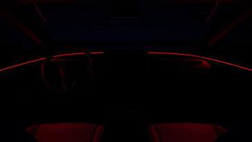 O Model 3 agora conta com iluminação ambiente na parte superior do acabamento interno. (Fonte da imagem: Tesla)