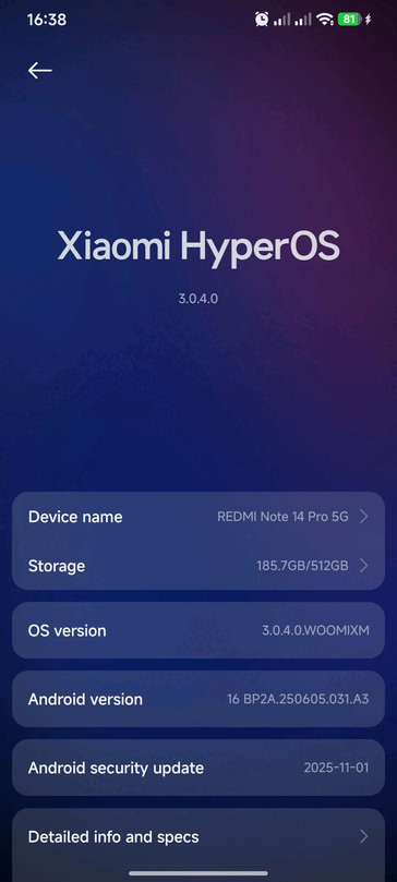 Redmi Note 14 Pro 5G executando o HyperOS 3 (Fonte da imagem: r/HyperOS via Reddit)