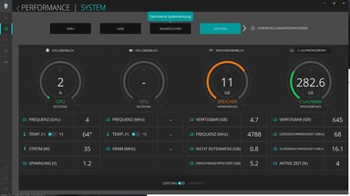 Os modos de energia, mais à direita, têm um modo manual