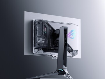 O ROG Swift OLED PG27AQWP-W tem um design exclusivo com a parte traseira transparente. (Fonte da imagem: Asus)
