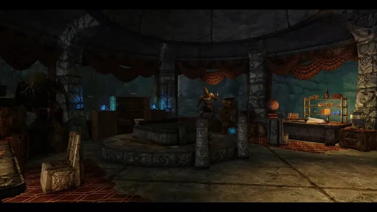 Uma imagem mostrando uma cena do mod Call of the Deep para Skyrim. (Fonte da imagem: arminZX12)