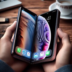 Um iPhone dobrável (talvez semelhante a essa renderização gerada por IA) pode ser lançado no próximo ano, de acordo com o JPMorgan. (Fonte da imagem: AI-generated)
