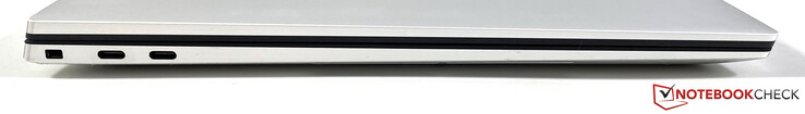 Esquerda: slot para uma trava de segurança, 2x Thunderbolt 4 (USB-C 4.0 com 40 GB/s, Power Delivery, DisplayPort)