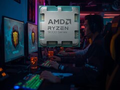 CPU AMD Ryzen 7 9800X3D exibida em um cibercafé (Fonte da imagem: AMD com edições)