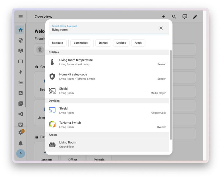 A nova função de busca rápida do Home Assistant