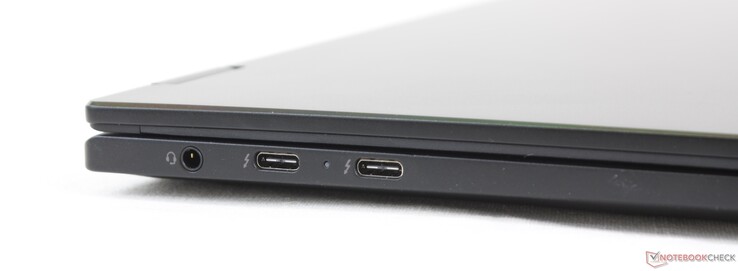 Esquerda: Áudio combinado de 3,5 mm, 2x USB-C c/ Thunderbolt 4