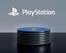 Logotipo do PlayStation exibido acima dos discos do PS5 na área de trabalho