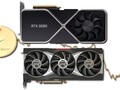 Os preços de varejo das GPUs RTX 30 e RX 6000 caíram de acordo com o valor de mercado do Ethereum. (Fonte da imagem: Nvidia/AMD/Unsplash/Coinbase - editado)