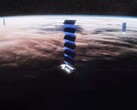Impressão artística dos satélites Starlink. (Fonte da imagem: SpaceX)
