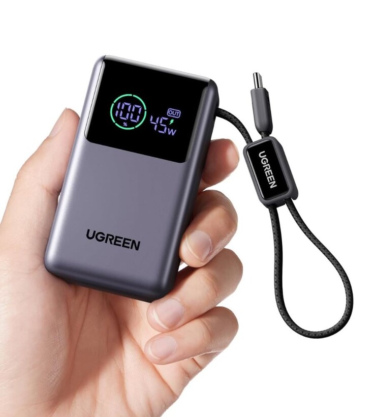 Banco de potência Ugreen Nexode Pro (10.000mAh, 45W, cabo embutido)