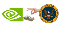 A NVIDIA resolveu um caso com a SEC por US$ 5,5 milhões. (Imagem via NVIDIA e SEC dos EUA c/ edições)
