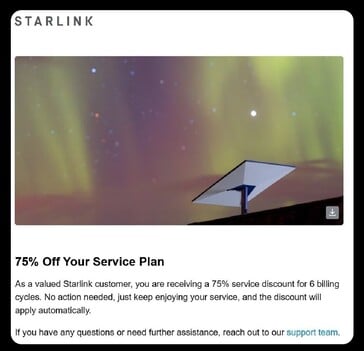 No Canadá, o desconto na taxa de serviço Starlink pode chegar a 75%. (fonte da imagem: Jeff Evely/X)