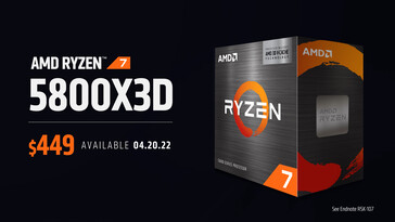 AMD Ryzen 7 5800X3D estará disponível por US$449. (Fonte: AMD)