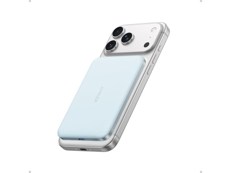 O Anker Nano Power Bank (5K, MagGo, Slim) em azul