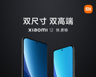 O Xiaomi 12 Pro e Xiaomi 12, da esquerda para a direita. (Fonte da imagem: Weibo)